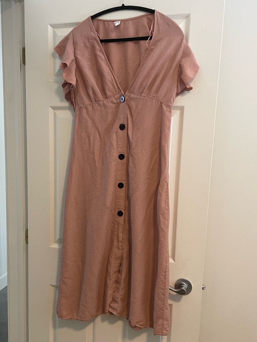 Zara Dusty Rose Button-Front Midi Dress